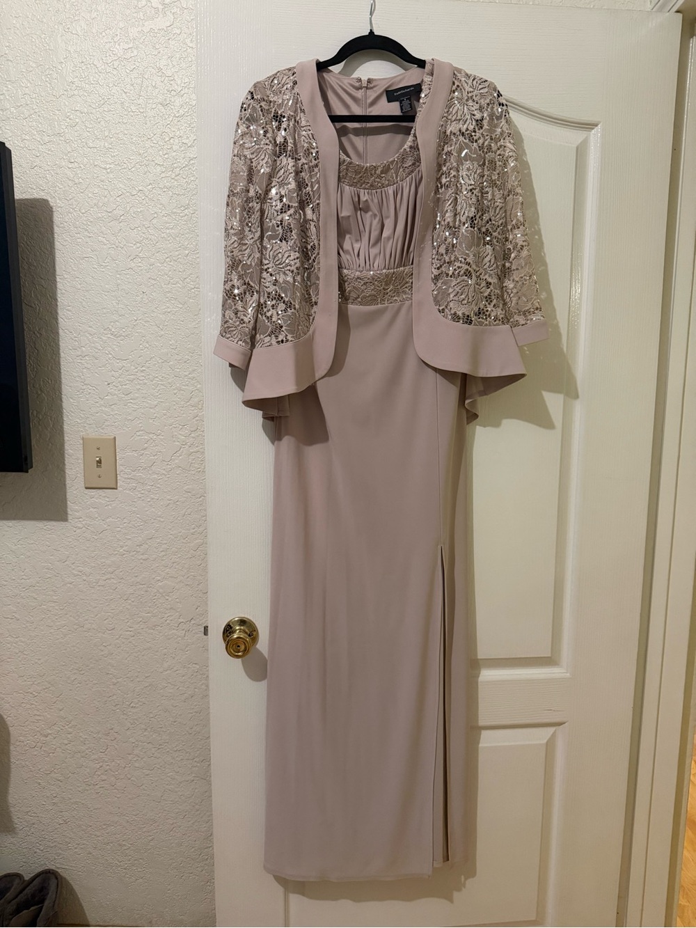Formal/Mother of the Bride Embellished Two-Piece Evening Gown with Beaded Jacket